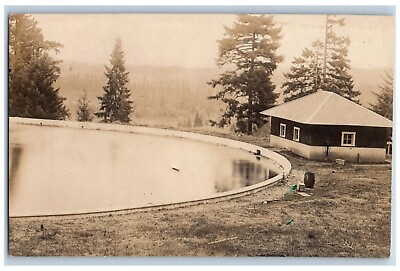 #ad Oregon City Gresham Oregon OR Postcard RPPC Photo Fish Pond 1919 Posted Antique