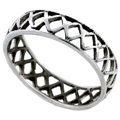 Sterling Silver Crisscross Cut out Wedding Band Ring