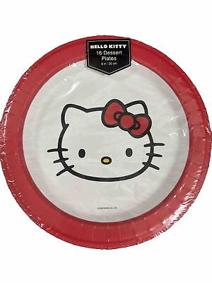 #ad #ad Hello Kitty Red Trim White Face 16 Dessert Cake Birthday Paper Plates 8quot;.