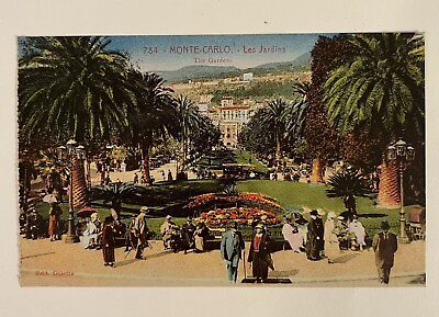 #ad Monte Carlo The Gardens #2 1930s Europe Postcard Unposted Art Card