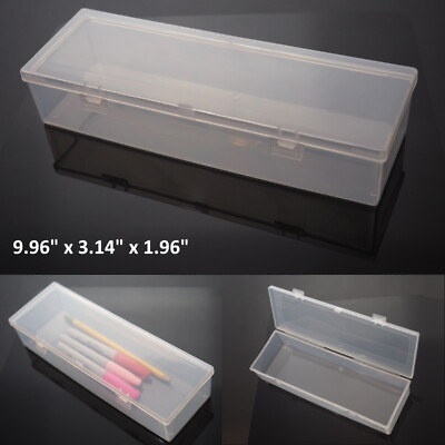 Large Clear Plastic Storage Container Box Hinged Lid Crafts Markers Pens Pencils