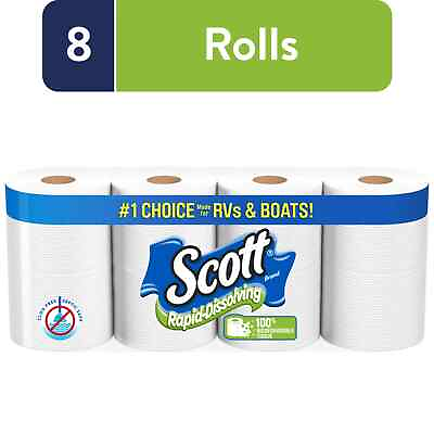 Scott Rapid Dissolving Toilet Paper 8 Toilet Paper Rolls Bath Tissue for RV