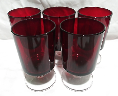 #ad #ad Set Of 5 4” Luminarc Arcoroc France Ruby Red Cordial Glasses