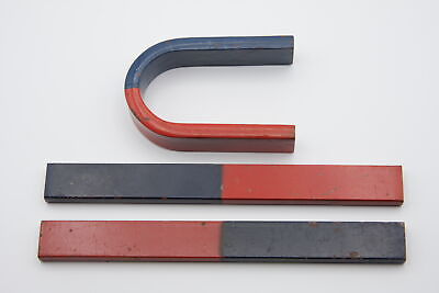 #ad Magnets Blue Red Horseshoe Block Arc Magnet Soviet Tools Vintage Set 3 pcs