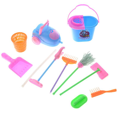 #ad 9PCS SET Childrens Cleaning Sweeping Play Set Mop Broom Brush Dustpan Childs Toy