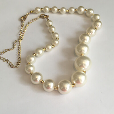 VINTAGE SALE 24quot; FAUX PEARL BEADS GRADUATING SIZES CLASSIC JEWELRY