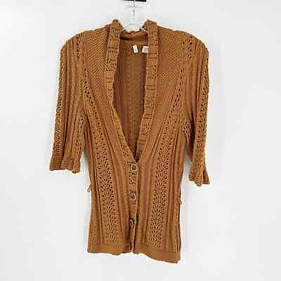 #ad MOTH Brown Cotton Blend Button Front Knit Cardigan Size Medium FLAWED
