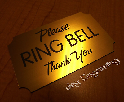 #ad Please RING BELL Engraved 3x5 Gold Door Sign Plaque Business Home Office Signs