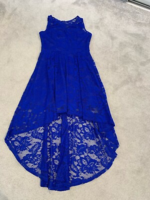 #ad MUADRESS WOMANS Elegant Blue Floral Lace Sleeveless Dress Size XL