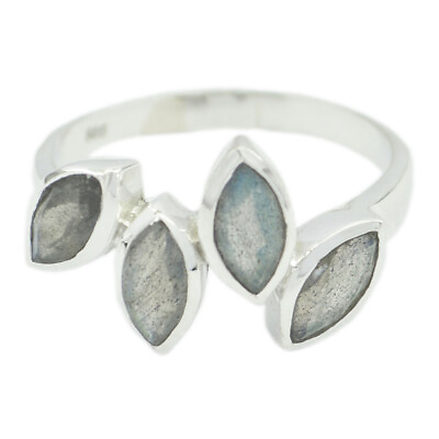 Labradorite 925 Solid Silver Ring Genuine Jewelry For Mother#x27;s Day Gift US