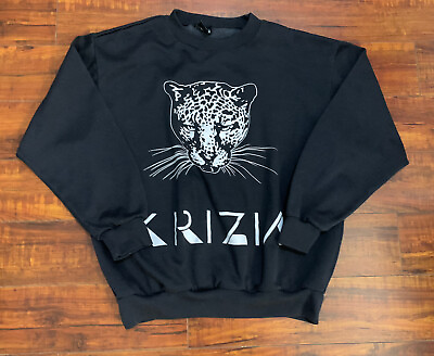 #ad Vintage KRIZIA UOMO Leopard Black One Size Sweatshirt Women’s RARE