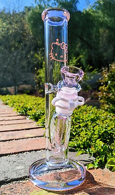 10 Inch Pink Hello Kitty Glass Bong Quality Tobacco Smoking Water Pipe Hookah