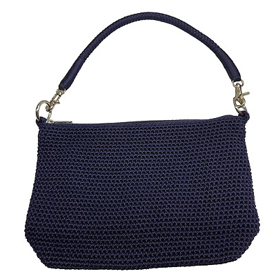 #ad Lina Shoulder Bag Blue Macrame Purse Size Medium Removable Strap