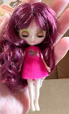 #ad Fashion 4quot; Mini Blythe Doll Normal Body Shiny Face Long Purple Hair 10cm DIY Toy