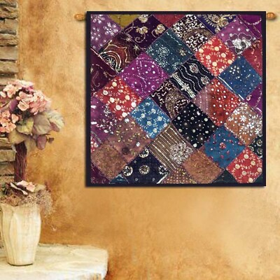 #ad 40quot; VINTAGE DECOR TEXTILE EMBROIDERY WALL HANGING TAPESTRY FESTIVE SEASON GIFT