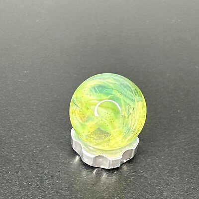 #ad Contemporary Art Glass Marble .65quot; Green Slime Translucent Swirl Core Handmade