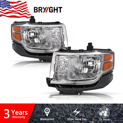 Halogen Model For 2009 2012 Ford Flex Chrome Headlights Replacement Lamps