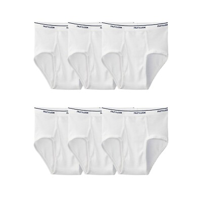 #ad Fruit of the Loom Men#x27;s White Briefs Underwear 6 Pack Sizes S 5XL