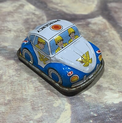 #ad VINTAGE VW Tin Toy Emergency Vehicle. Japan. Working Condition Nice Lithos