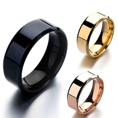 Men Black Titanium Stainless Ring Wedding Lover Couple Rings For Women Size