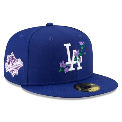 #ad New Era LOS ANGELES DODGERs LA Bloom Patch 59FIFTY Fitted ROYAL PURPLE UV MENS
