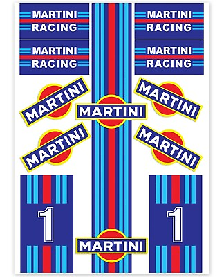 Set of 11 Sticker Martini Racing Team Logo Emblem Car Helmet