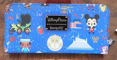 Disney Parks Loungefly Wallet Attractions Chibi Mickey Collage Rides 2022 NWT