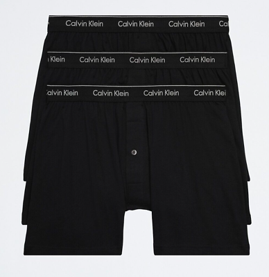 #ad CALVIN KLEIN 100% COTTON CLASSIC FIT 3 PACK KNIT BOXER BLACK XL X LARGE NWT $46
