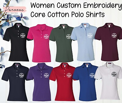 #ad Ink Stitch Add Your Own Custom Logo Texts Stitching Custom Women Polo Shirts