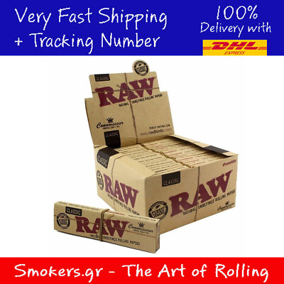 #ad 1x FULL BOX RAW Classic Connoisseur King Size Slim Tips 24 Booklets