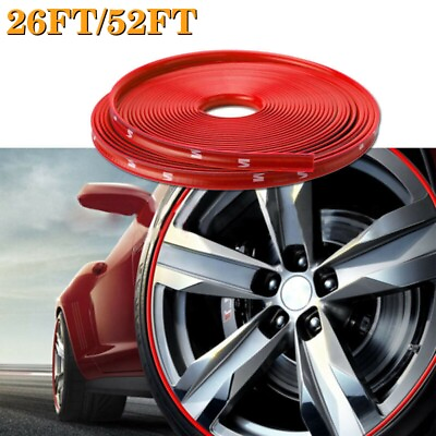 #ad 52 FT Car Wheel Rim Edge Protector Ring Tire Guard Rubber Strip Trim Decoration