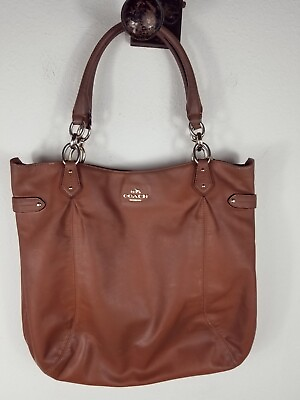 Coach Leather Tote Purse Double Handle Large Brown