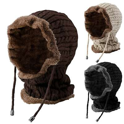#ad Women Men Fleece Lined Winter Knit Beanie Hat Scarf Slouch Neck Warm Skull Cap