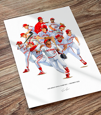 Cincinnati Reds 1990 World Series Collage Larkin Sabo Davis Oneill Poster Print