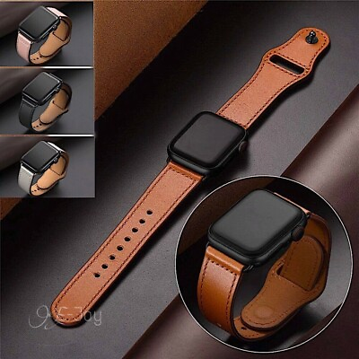 Genuine Leather Apple Watch Band For iWatch Series 6 5 4 3 2 38mm 40mm 42mm 44mm