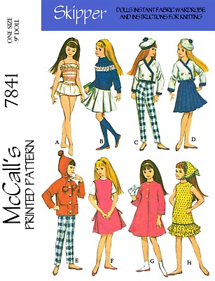 #ad 1964 Skipper Pattern to Sew amp; Knit for 9” 9 ½” Little Sister Dolls McCall#x27;s 7841