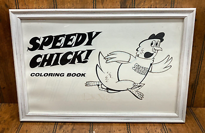 #ad Stevenson#x27;s Speedy Chick Michigan Restaurant Framed Signed Coloring Book Artwork