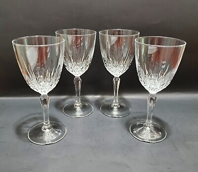 Vintage Cristal D#x27;arques Durand Luminarc Diamant Wine Glasses Set Of 4 France