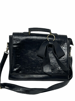 Ecosusi Briefcase Black Faux Leather Purse Bag