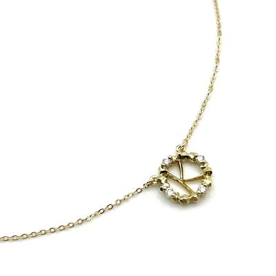 #ad Used AHKAH Women Necklace Pendant Yellow Gold K18 Diamond Alphabet Initial K