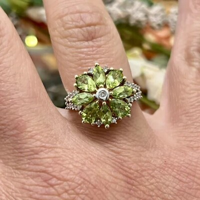 #ad 2Ct Marquise Lab Created Peridot Diamond Women#x27;s New Ring 14K Yellow Gold Plated