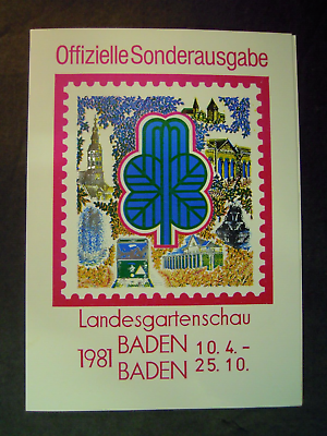 GERMANY BADEN BADEN STATE GRAND SHOW COMMEMORATIVE CARD WITH WILD FLOWERS SET