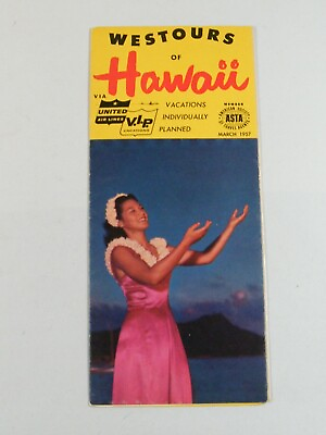 #ad 1957 WESTOURS OF HAWAII PAMPHLET VACATION GUIDE
