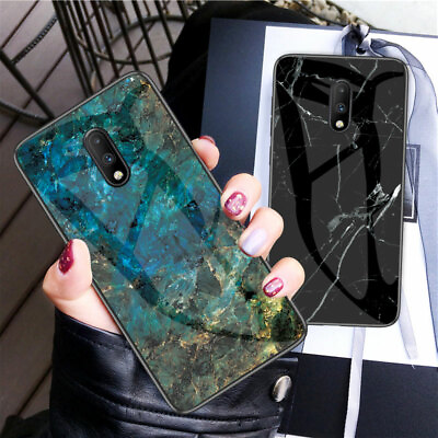 For OnePlus 7 Pro 7T 7 6T 6 5T Marble Tempered Glass Hybrid Hard Back Case Cover