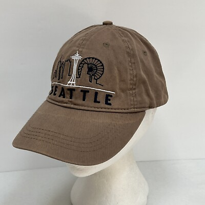 #ad Seattle Hat Cap Snap Back Brown Uneven Color Adjustable Mens