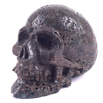 #ad 6.6#x27;#x27; Natural Lava Stone Carved Crystal Skull Super RealisticReiki Healing