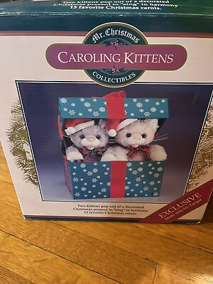 Vtg 1998 Mr Christmas Caroling Kittens Cats Plays 15 Carols In Music Box *VIDEO*