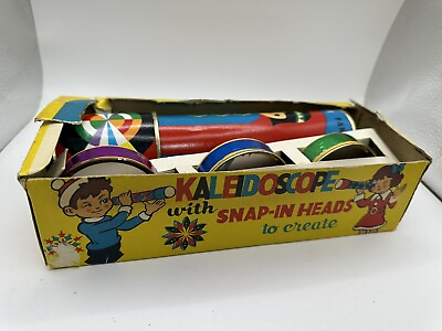 #ad Vintage Japan Cardboard Kaleidoscope with Interchangeable Snap on Heads
