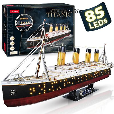 #ad CubicFun Titanic 3D LED Puzzle 88 CM amp;#8211; Titanic Model Boat Toys for Adults