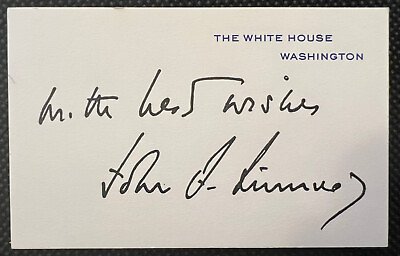 #ad JOHN F. KENNEDY White House Signature Insert Business Card VINTAGE ORIGINAL